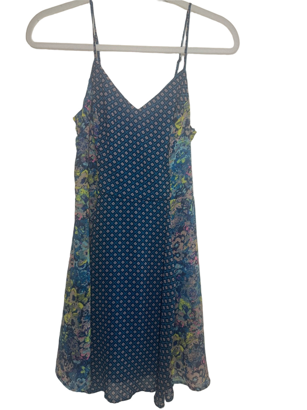 Fire Los Angeles Multicolor Geometric Floral Spaghetti-Strap Summer Dress Size M